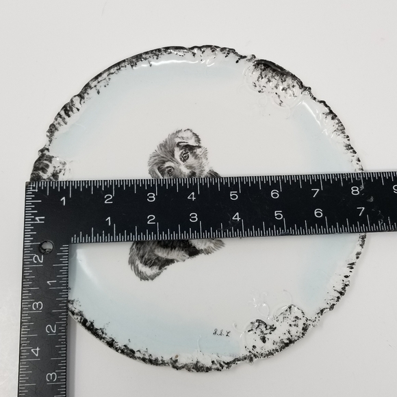 Porcelain? 8Inch Plate Signed Dog Sketch Portrait - Picture 11 of 16